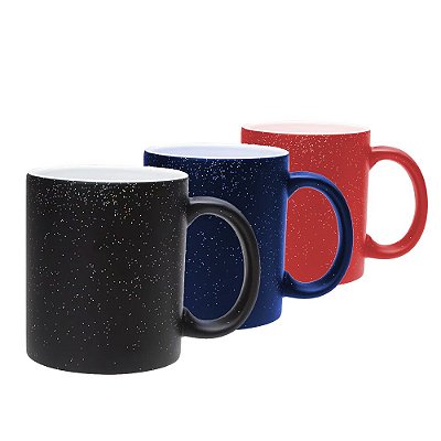 Caneca Cerâmica Mágica Fosca Glitter 325ml (P/ Sublimação)