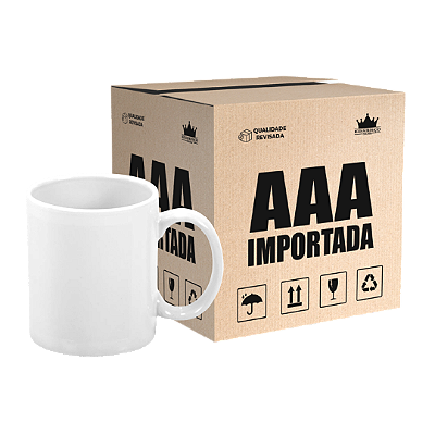 Caixa de Caneca Branca Importada AAA 325ml Para Sublimação #3000
