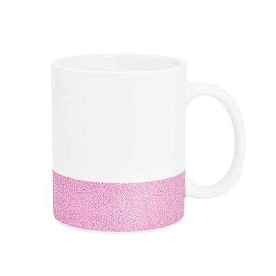 Caneca Base Glitter Rosa 325ml (P/ Sublimação)
