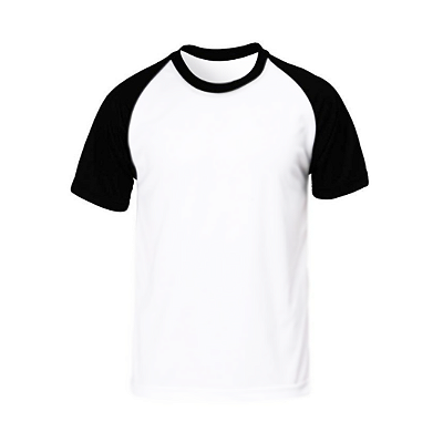 Camiseta RAGLAN Preta de Poliester P ao GG (P/ Sublimação)