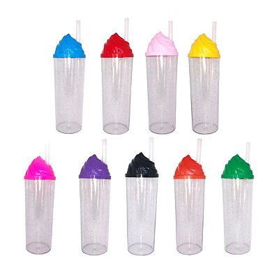 Copo Long drink Transparente Chantilly Com Tampa E Canudo - 330 ml - para transfer ou DTF UV