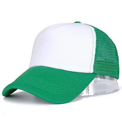 Boné de Tela com a Frente Branca para Sublimação - Verde- Tamanho Único (P/ Sublimação)