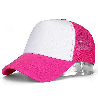Boné de Tela com a Frente Branca para Sublimação - Rosa pink- Tamanho Único (P/ Sublimação)