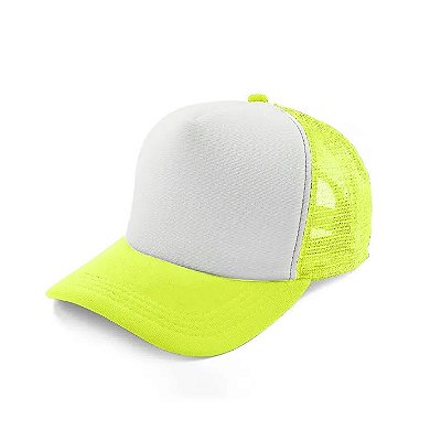 Boné de Tela com a Frente Branca para Sublimação - Amarelo neon - Tamanho Único (P/ Sublimação)