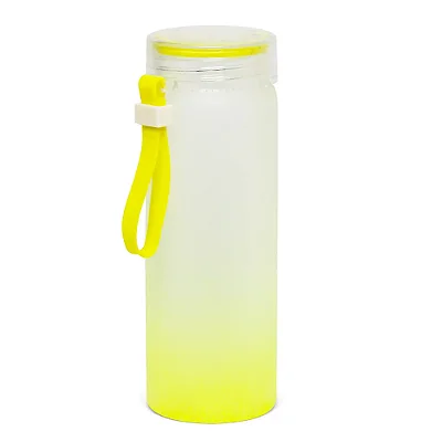 Garrafa de Vidro Degradê Amarela 450ml para Sublimação | Com Alça de Silicone