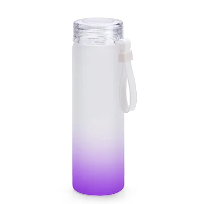 Garrafa de Vidro Degradê Roxa 450ml para Sublimação | Com Alça de Silicone