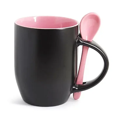 Caneca Mágica com Alça e Colher Rosa para Sublimação - Premium
