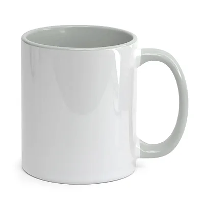 Caneca Branca Interior e Alça Cinza Para Sublimação 325ml