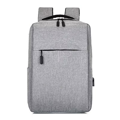 Mochila Escolar Unissex Impermeável com Entrada USB – Cinza | Ideal para Estampa DTF Têxtil