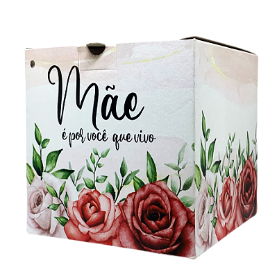 Caixinha de Caneca "Mãe, é por você que vivo." Pct c/ 12 Unidadess