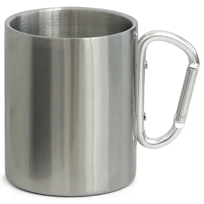 Caneca de Aço Inox com Alça Mosquetão – 400ml | Para Sublimação