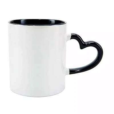 Caneca Alça Coração Preto - 325mL