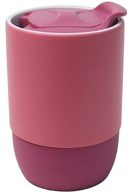 Copo Cerâmica Buddy Matte – Tampa Acrílica e Base de Silicone Rosa· 325ml