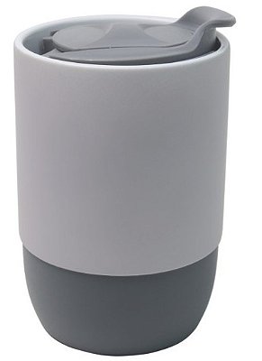 Copo Cerâmica Buddy Matte – Tampa Acrílica e Base de Silicone Cinza · 325ml