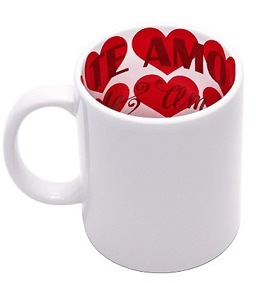 Caneca Cerâmica Motto Mug – “TE AMO” com Interior Temático · 325ml