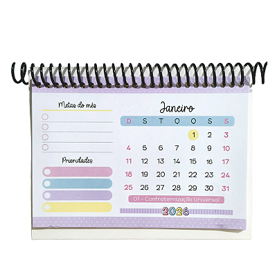 Calendário de Mesa 2026 Sublimável