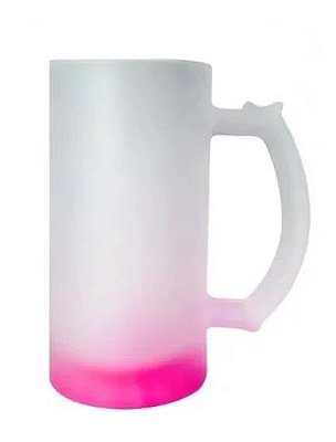 Caneca Chopp Jateado Degradê Rosa para Sublimação | 473ml