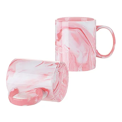 CANECA DE CERÂMICA MÁRMORE ROSA 325ML