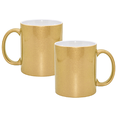 Caneca Perolada  Dourada – 325ml | Ideal para Sublimação