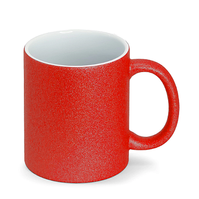 Caneca de Cerâmica Glitter Vermelha para Sublimação | 325ml