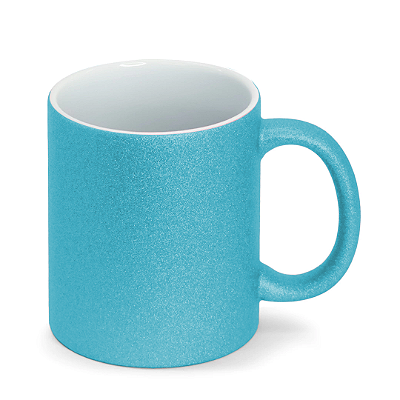 Caneca de Cerâmica Glitter Azul para Sublimação | 325ml