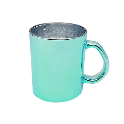 Caneca Espelhada Azul Turquesa para Sublimação | 325ml