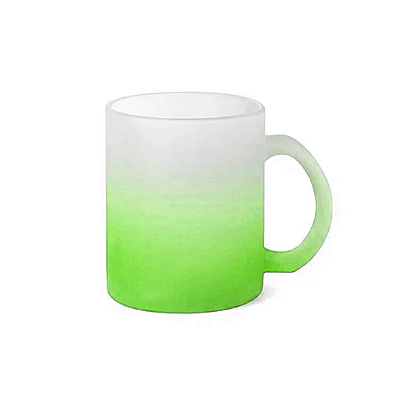 Caneca de Vidro Jateado Degradê Verde para Sublimação – 325ml | Qualidade Premium