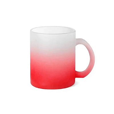 Caneca de Vidro Jateado Degradê Vermelho para Sublimação – 325ml | Qualidade Premium
