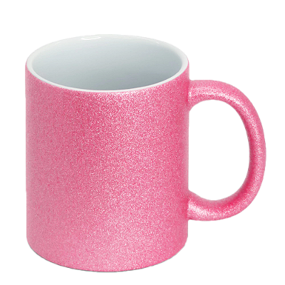 Caneca de Cerâmica Glitter Rosa para Sublimação | 325ml