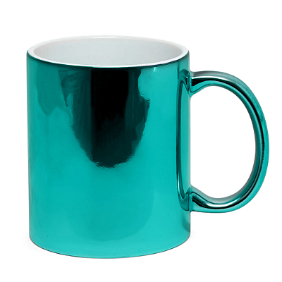 Caneca Espelhada de Cerâmica Turquesa para Sublimação | 325ml