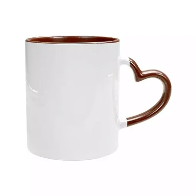 Caneca Alça Coração Marrom - 325mL