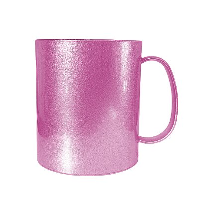 Caneca Polímero Glitter Rosa- 325ml | Ideal para Sublimação
