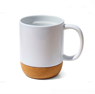 Caneca Branca com Base de Cortiça 400ml | Elegância e Sublimática