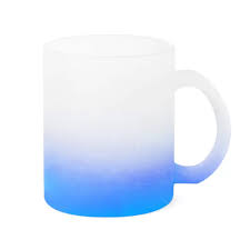 Caneca de Vidro Jateado Degradê Azul claro para Sublimação – 325ml | Qualidade Premium