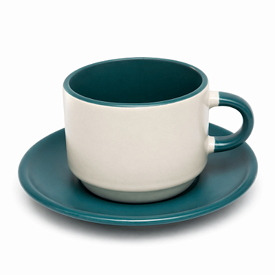 XICARA CERAMICA 90ML PETIT FOSCA VERDE ESCURO C/ PIRES