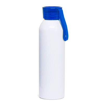 Squeeze de Alumínio para Sublimação Branco com Tampa Sport Azul - 600ml | Qualidade Premium