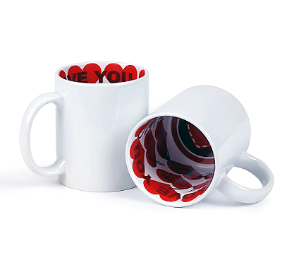 Caneca Cerâmica Motto Mug – “I Love” com Interior Temático · 325ml