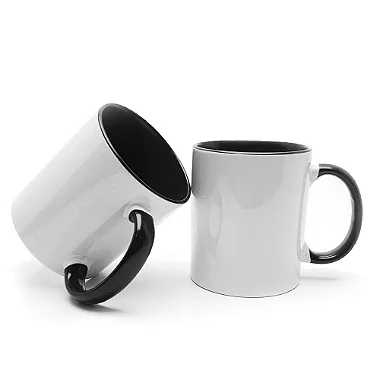 Caneca Branca Interior e Alça Preta Para Sublimação 325ml - LIVE