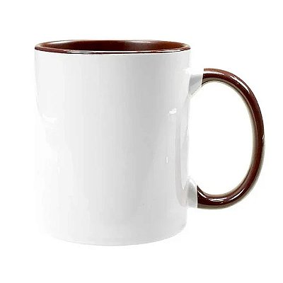Caneca Alça e Interior Marrom Escuro 325mL