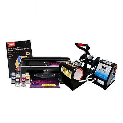 Kit Sublimação Iniciante - Prensa e Impressora Epson + BRINDES (110v)