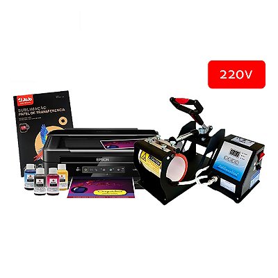 Kit Sublimação Iniciante - Prensa e Impressora Epson + BRINDES (220v)