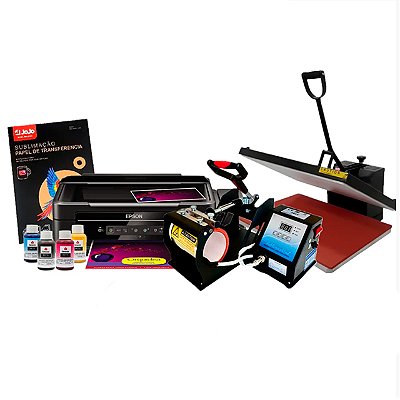 Kit Sublimação GOLD - Prensa de Canecas + Prensa Plana + Impressora + Brindes!