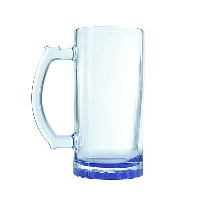 Caneca De Chopp De Vidro Cristal Base Colorida | 473ml