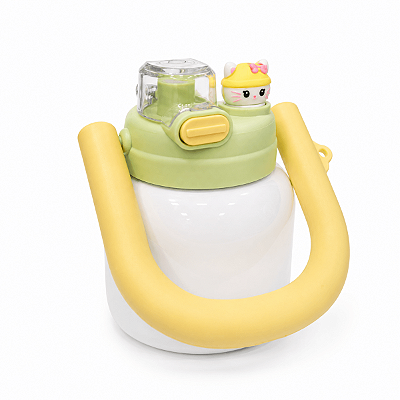 GARRAFA TERMICA BRANCA  BABY POP AMARELO E VERDE 700ML  - 5058