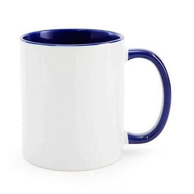 Caneca Alça e Interior Azul Escuro 325ml | Sublimação