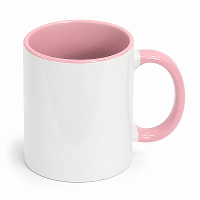 Caneca Panda Alça e Interior Rosa 325ml para Sublimação