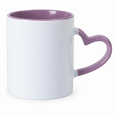 Caneca Alça Coração Lilás 325ml para Sublimação
