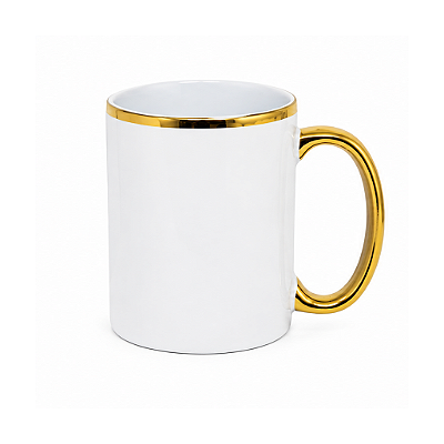 Caneca com Alça e Borda Dourada 440ml para Sublimação