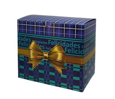 Caixinha para Caneca Azul com Frase Felicidades