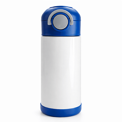 Garrafa Térmica Branca com Tampa/Base silicone Azul